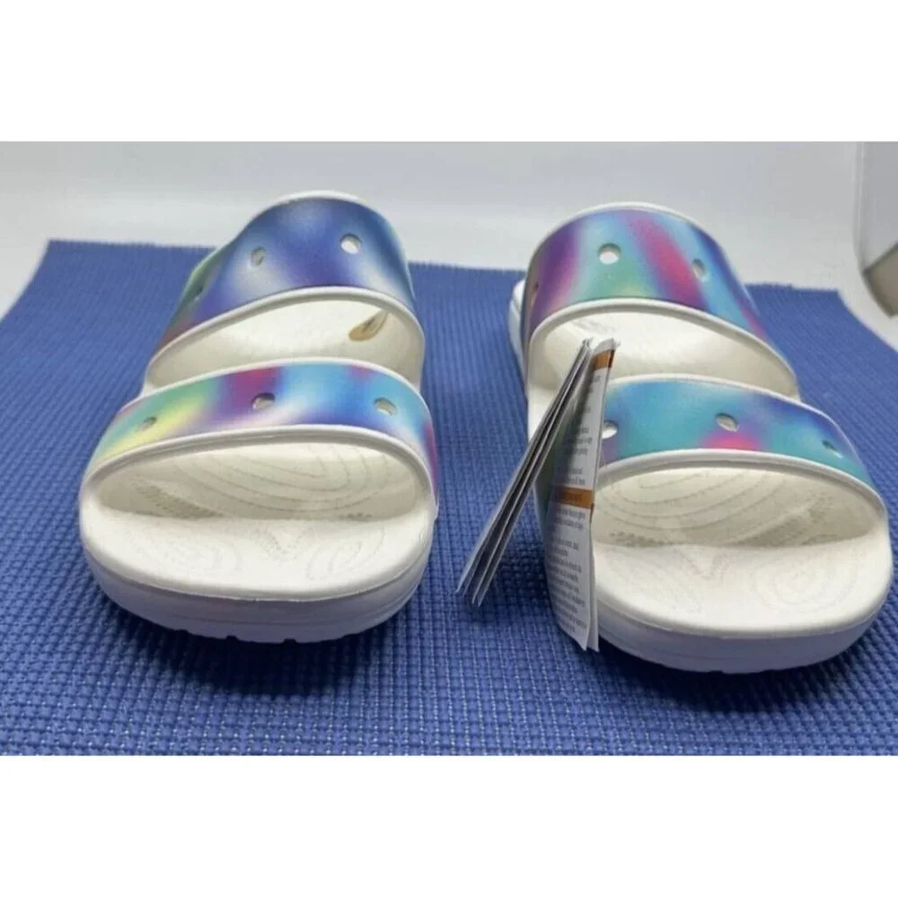 Crocs Classic Solarized Sandal Mens 12 White Multi New Ombre‎ Slides 207771-94S